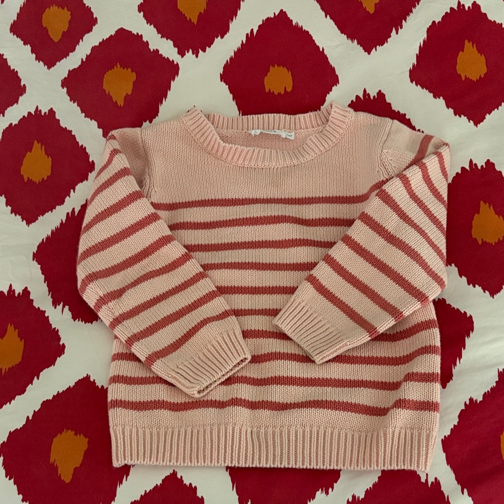Striped Nantucket Red and Light Pink Kids Sweater